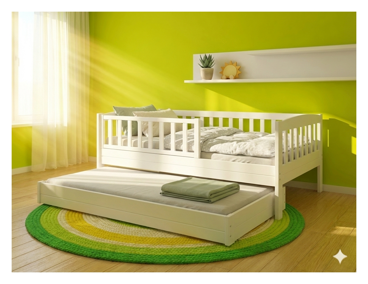 Lastevoodi 80x160, Sahtelvoodi ratastel, Lisavoodikoht, Kahekohaline, Premium klass